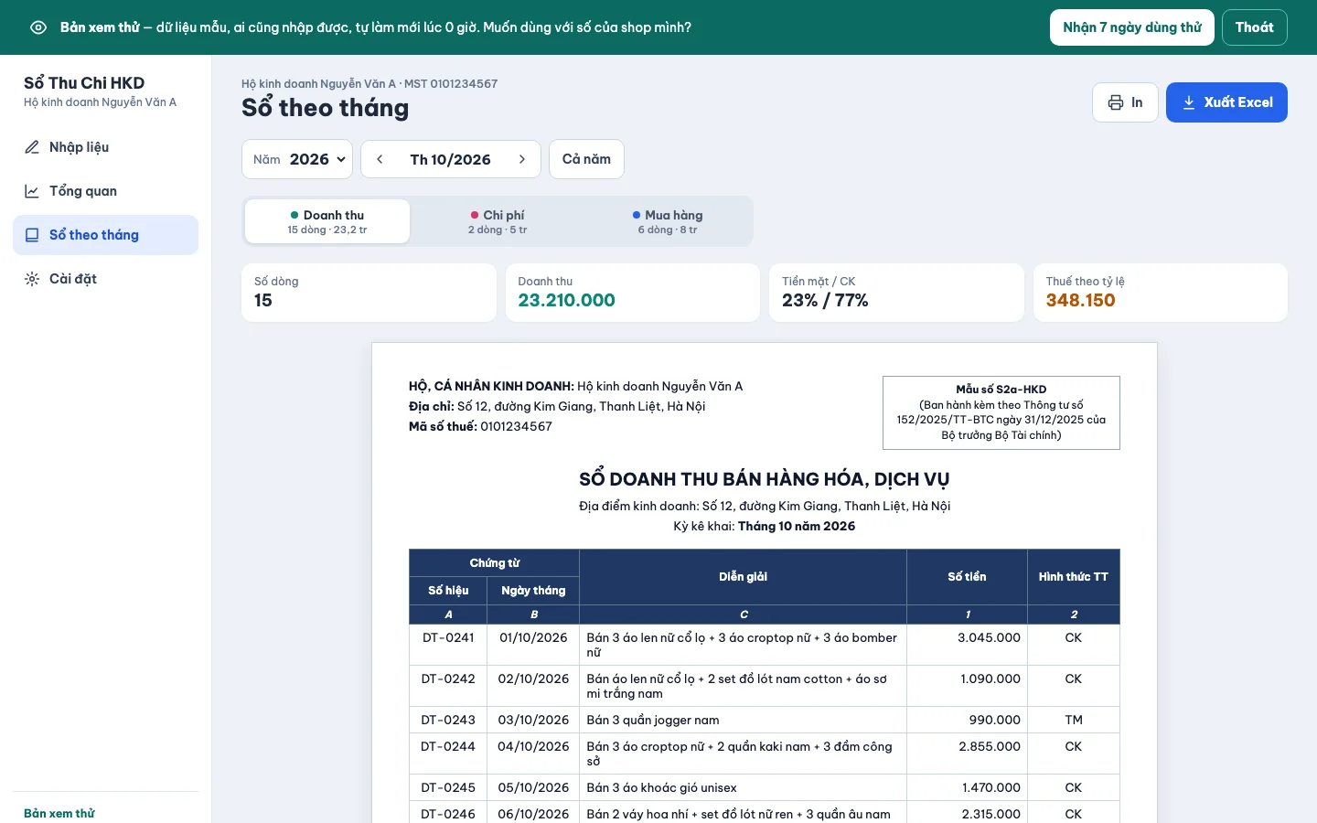 Màn Sổ & Excel trên máy tính